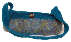 Contemporary, one of a kind, felt purse, turquoise blue